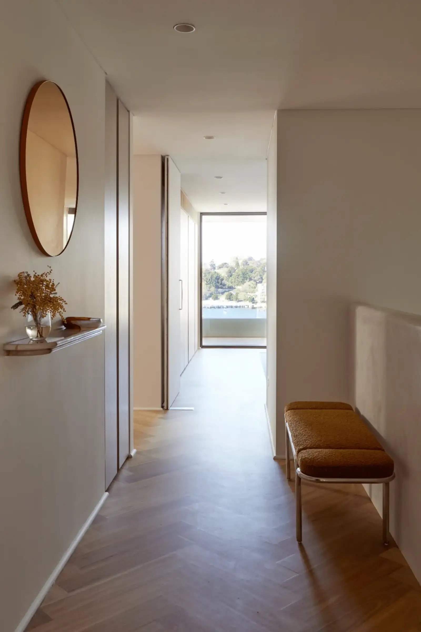Sutherland Project - hallway with bench and mirror
