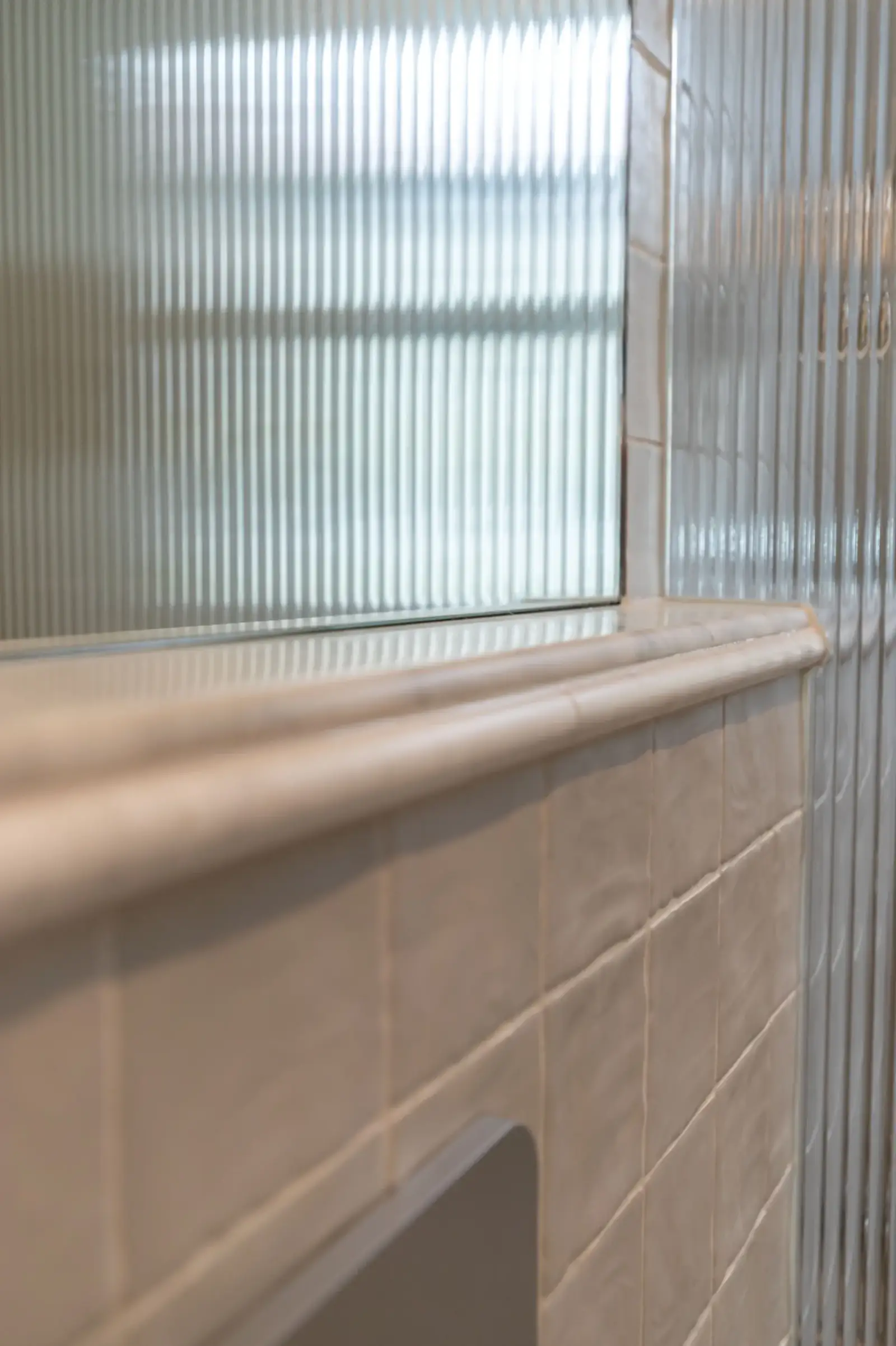 Eastern Project - fluted glass and marble ledge detail